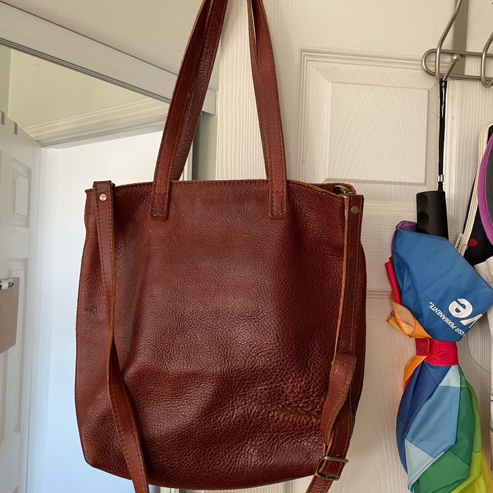 Portland leather goods crossbody tote